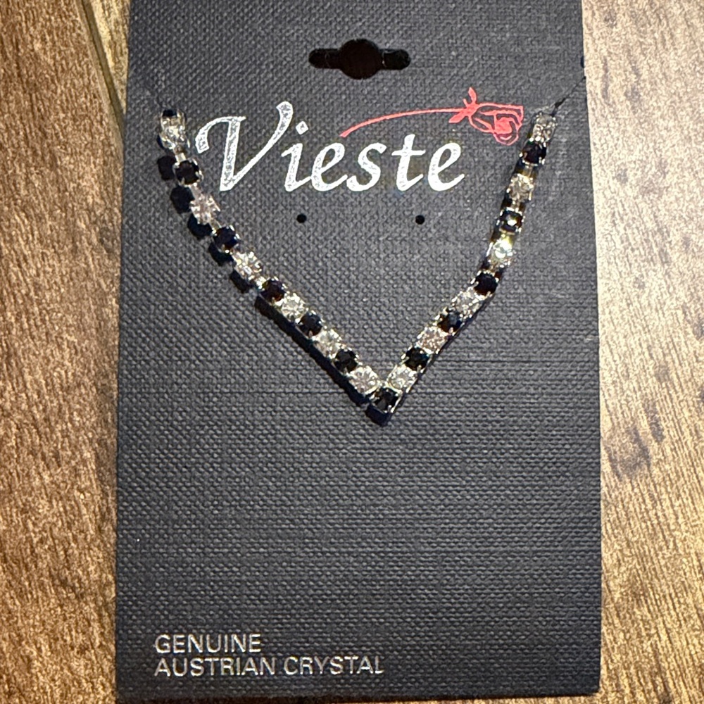 Vieste Black and Silver Austrian Crystal Necklace